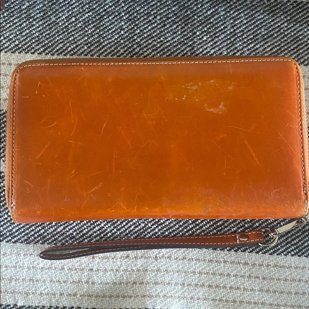 Bostanten Wallet Brown Cognac Clutch Style Zipper